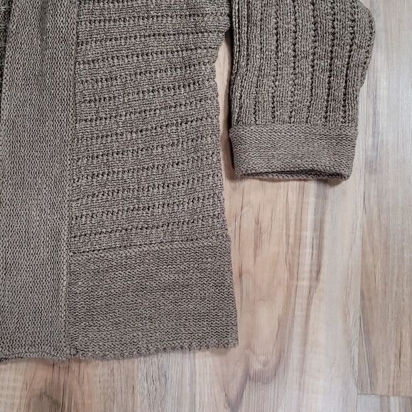 🔹️August Silk Brown Open Knit Cardigan Sweater Medium - Picture 5 of 8